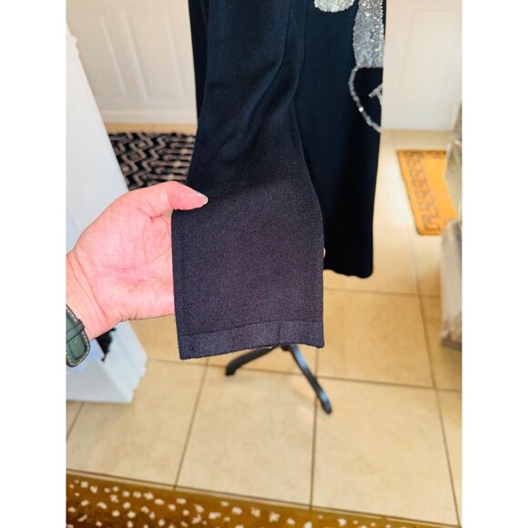 M&V Mickey Mouse Lightweight Oversize Knit Sweater Tunic Black/Silver Glitter M - Picture 11 of 12